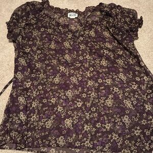 Converse one star purple and light yellow flower print